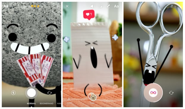 Tap the blue camera icon to take a disappearing photo or video, and spruce it up with overlaid captions, stickers, and drawings before sending.